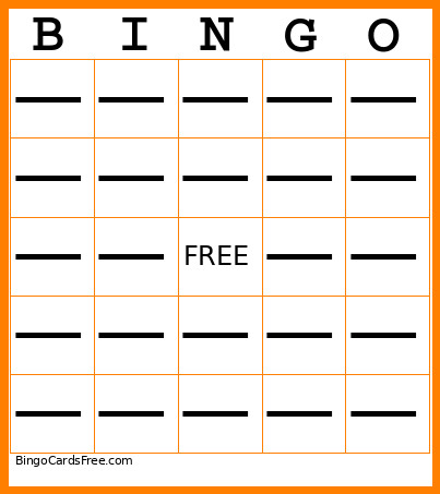 Dolmio Empty Bingo Card