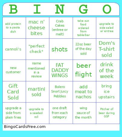 Dominic's Tavern Bingo