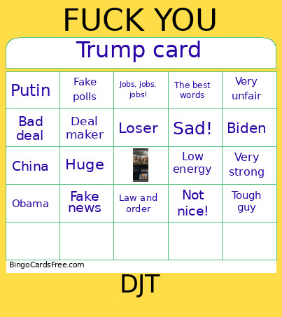 Donald J Dump Bingo Card
