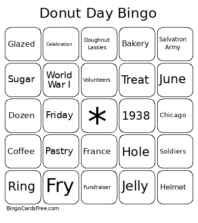 Donut Day Bingo Card