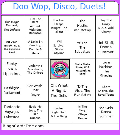 Doo Wop, Disco, Duets! Bingo Card