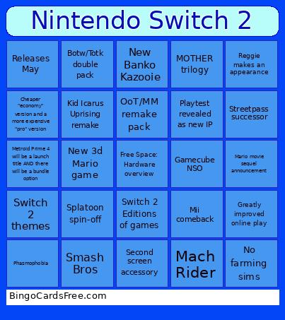 Doodle's Switch 2 Bingo Card