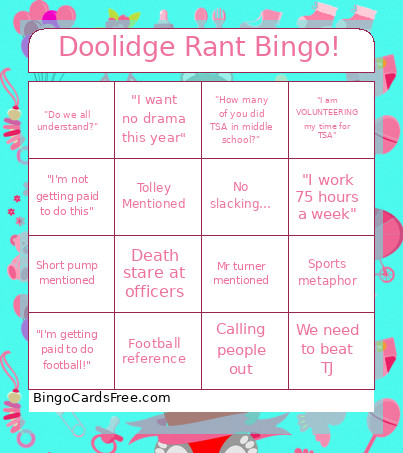 Doolidge Rant !! Bingo Card