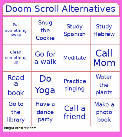 Doom Scroll Alternatives Bingo Card