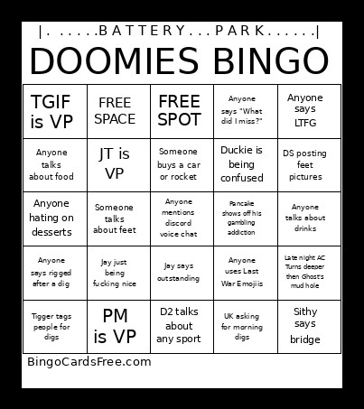DOOMIES Bingo Card