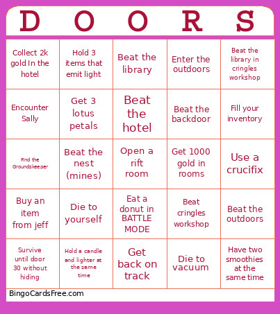 Doors Bingo Card