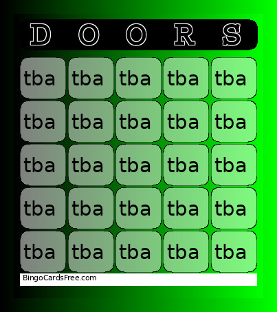 Doors Challenges Bingo Card