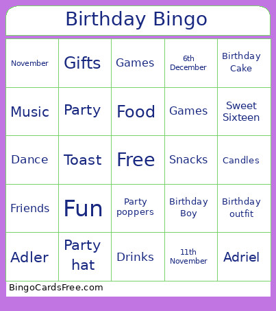 Double Celebration Bingo Card 2