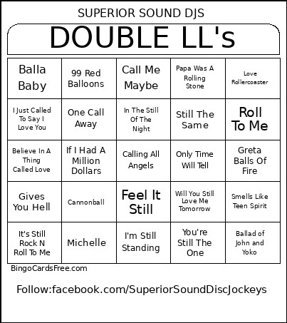 DOUBLE LL's Bingo Card