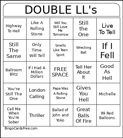 DOUBLE LL's Bingo Card