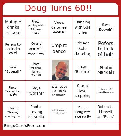 Doug Turns 60!! Bingo Card