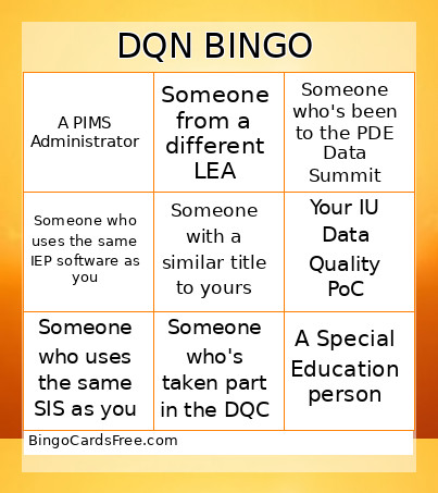 DQN Bingo Card