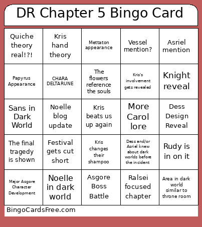 DR Chapter 5 Bingo Card