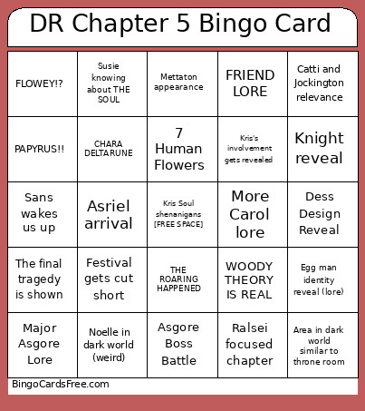 DR Chapter 5 Bingo Card