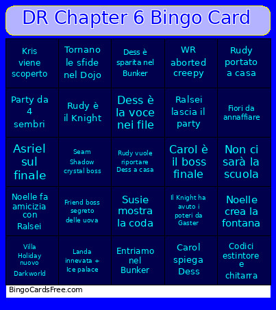DR Chapter 6 Bingo Card