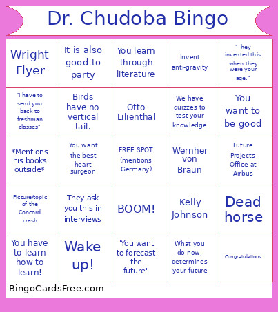 Dr. Chudoba Bingo Card