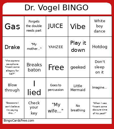 Dr. Vogel Bingo Card
