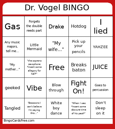 Dr. Vogel Bingo Card