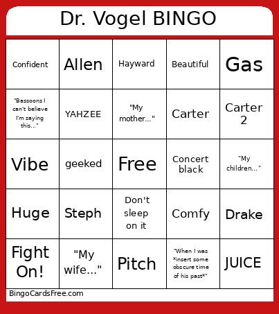Dr. Vogel Bingo Card