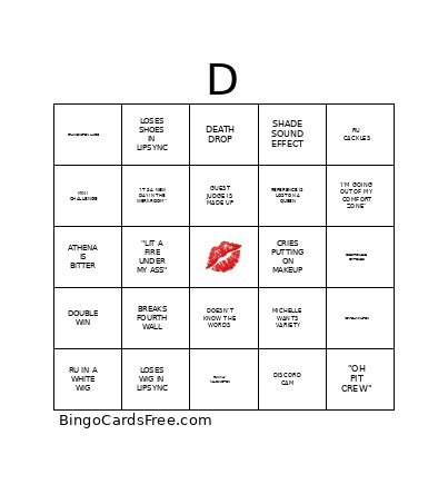 DRAG RACE Bingo Card