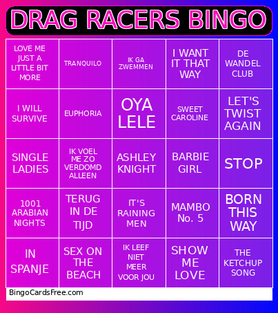 DRAG RACERS Bingo Card