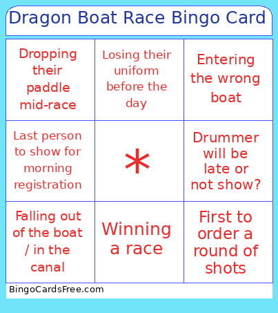 Dragon Boat Race Bingo Card