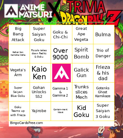 DRAGONBALL Z Bingo Card