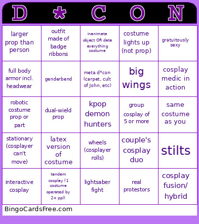DragonCon 2025 Bingo Card