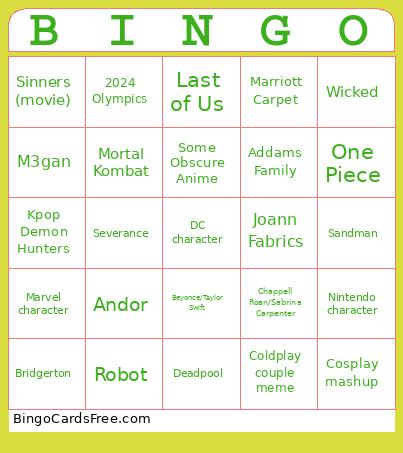 DragonCon 2025 Bingo Card