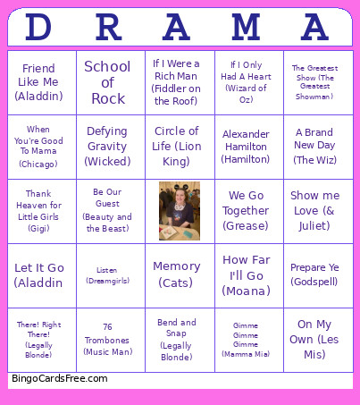 DRAMA Bingo Card