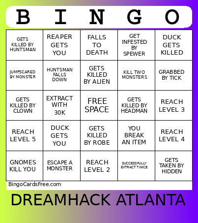 DreamHack Atlanta 26 Bingo Card