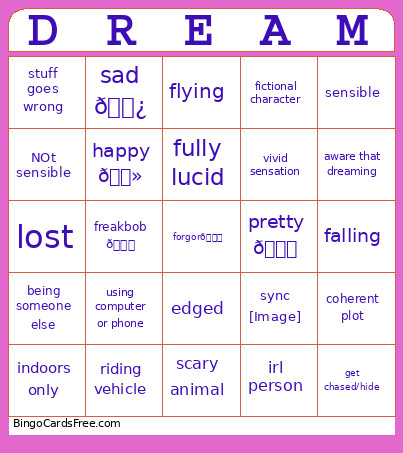 Dreamsdfsgdfgf Bingo Card