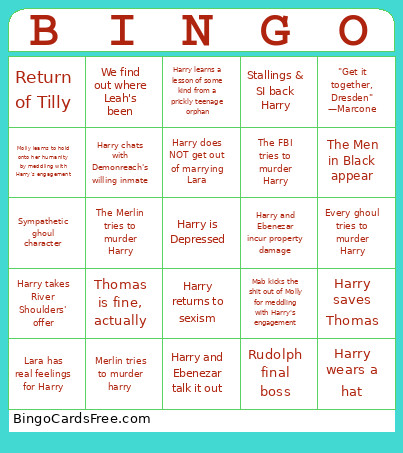 Dresden Files: Twelve Months Predictions Bingo Card