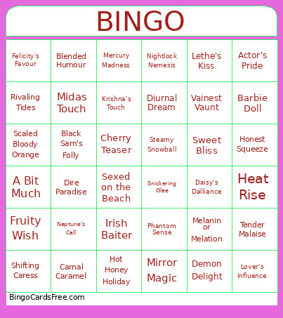 Drinking Bingo Card
