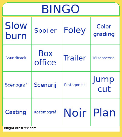 Drive In Kino Bingo Card