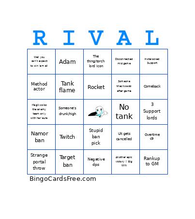 Drrrrrrrrrrrr Bingo Card
