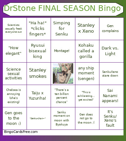 DrStone FINAL SEASON Bingo Card