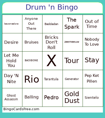 Drum 'n Bingo Card
