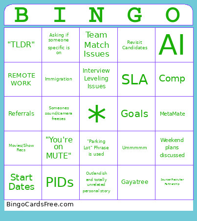 DS Meeting Bingo Card