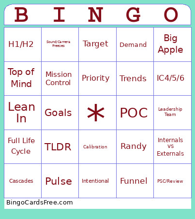DS Meeting Bingo Card