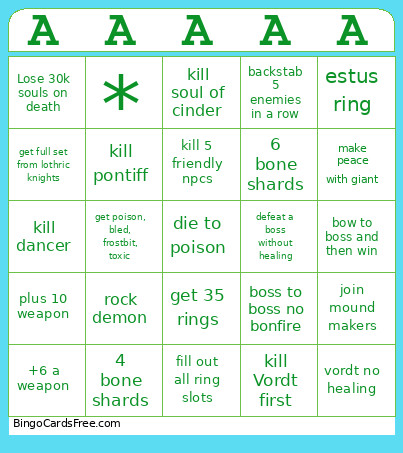 DS3 GL Bingo Card