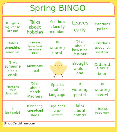DSAC Spring Bingo Card