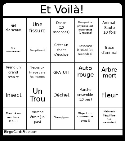 Édu_Physique Bingo Card