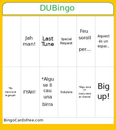 DU Bingo Card