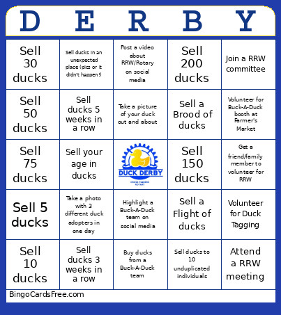 Duck Derby Bingo Card 2