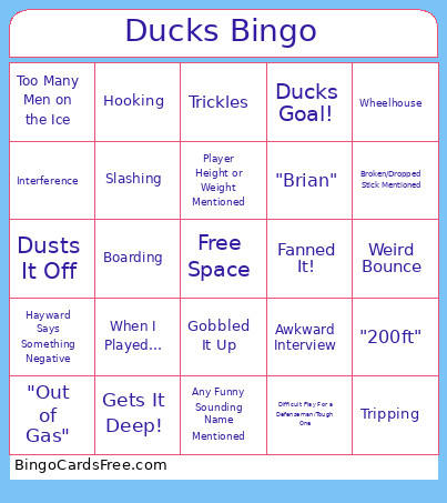 Ducks Bingo Card