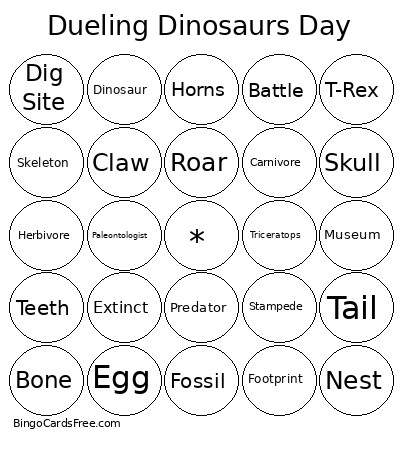 Dueling Dinosaurs Day Bingo Card
