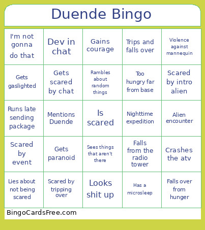 Duende Bingo Card