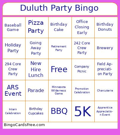 Duluth Party Bingo