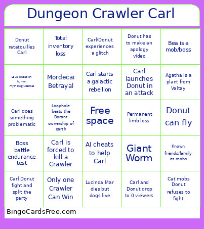 Dungeon Crawler Carl Bingo Card